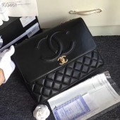 Chanel Grained Calfskin & Gold-Tone Metal A91869 Black JK4807oJ62