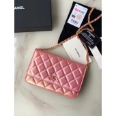 Chanel Iridescent Calfskin Chain Wallet 33814 pink JK3324dX32