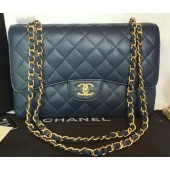 Chanel Jumbo Double Flaps Bag Blue Cannage Pattern A36097 Gold JK195UW57