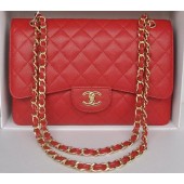 Chanel Jumbo Double Flaps Bag Red Cannage Pattern A36097 Gold JK197NP24