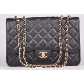 Chanel Jumbo Flap Bag Black Cannage Pattern A28600 Gold JK556hT91