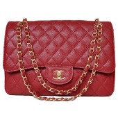 Chanel Jumbo Quilted Classic Flap Bag Burgundy Cannage Patterns A58600 Gold JK698vX33