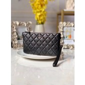 Chanel Lambskin Clutch Bag & silver-Tone Metal A010 black JK4395gE29