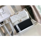 Chanel Lambskin Flap Bag &gold-Tone Metal AS1353 white JK4359Is53