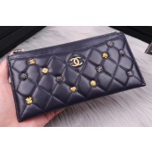 Chanel Lambskin & Gold-Tone Metal A81797 dark blue JK1368yj81