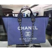 Chanel Large Canvas Tote Shopping Bag A1679 Blue JK243yk28