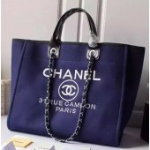 Chanel Large Canvas Tote Shopping Bag A5002 Blue JK306Jz48