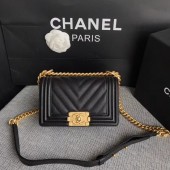 Chanel Le Boy Flap Shoulder Bag Original Caviar Leather P67085 black Gold Buckle JK5261Hn31