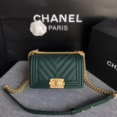 Chanel Le Boy Flap Shoulder Bag Original Caviar Leather P67085 Blackish green Gold Buckle JK5222Jz48