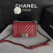 Chanel Le Boy Flap Shoulder Bag Original Caviar Leather P67085 Deep red silver Buckle JK5205hI90