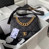 Chanel leather Shoulder Bag AS2842 black JK2986Oq54