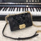 Chanel Leboy Original Calfskin leather Shoulder Bag E67085 black & Gold-Tone Metal JK4775cP15