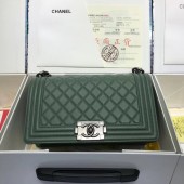 Chanel Leboy Original caviar leather Shoulder Bag A67086 green silver chain JK5189yj81