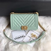 Chanel Leboy Original Caviar leather Shoulder Bag A67086 Light green gold chain JK5099Yf79