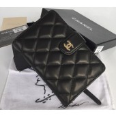 Chanel Matelasse Bi-Fold Wallet Black Sheepskin Leater A48667 Gold JK1502CI68