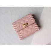 Chanel Matelasse Bi-Fold Wallet Pink Cannage Patterns A48980 Gold JK1453Dq89