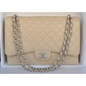 Chanel Maxi Classic Bag A36098 Apricot Cannage Pattern Silver JK183Yf79