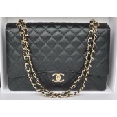 Chanel Maxi Classic Bag A36098 Black Cannage Pattern Gold JK187Cw85