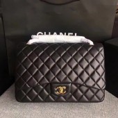 Chanel Maxi Quilted Classic Flap Bag Black Sheepskin Leather A58601 Gold JK5481hk64