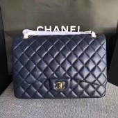 Chanel Maxi Quilted Classic Flap Bag Blue Sheepskin Leather A58601 Gold JK5477Ag46