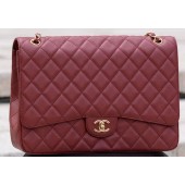 Chanel Maxi Quilted Classic Flap Bag Maroon Cannage Pattern A58601 Gold JK537Gp37