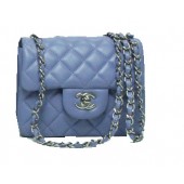 Chanel mini Classic Flap Bag Lavender Leather 1115 Silver Chain JK1091Lp50