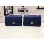 Chanel mini Classic Flap Bag Original Sheepskin Leather A1116 Blue JK5982KX51