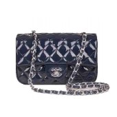 Chanel mini Classic Flap Bag Royal Patent Leather 1117 Silver JK1060mV18