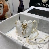 Chanel mini drawstring bag AS2529 white JK3402Sy67