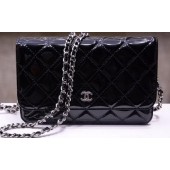 Chanel mini Flap Bag Black Patent Leather A33814P Silver JK160Kf26