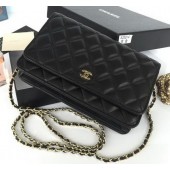 Chanel mini Flap Bag Black Sheepskin Leather A33814S Gold JK147Qu69