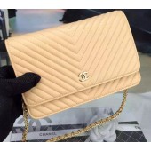 Chanel mini Flap Bag Chevron Leather A33814 Apricot JK222EW67