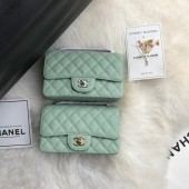 Chanel mini flap bag Grained Calfskin A1116 light green JK3481Gh26