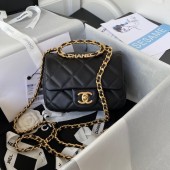 Chanel MINI FLAP BAG Lambskin & Gold-Tone Metal AS3450 black JK2268xa43