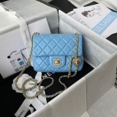 Chanel MINI Flap Bag Original Sheepskin Leather AS1786 sky blue JK2372Wi77