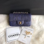 Chanel Mini Flap Bag Python & Gold-Tone Metal A69900 dark blue JK4969rJ28