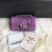 Chanel Mini Flap Bag Python & Gold-Tone Metal A69900 purple JK4968qM91