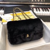 Chanel mini flap bag Rabbit hair Gold-Tone 1116 black JK4887KX51