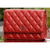 Chanel mini Flap Bag Red Sheepskin Leather A33814 Silver JK736fJ40