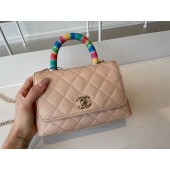 chanel mini flap bag with top handle AS2215 Apricot JK3298JD63