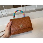 chanel mini flap bag with top handle AS2215 brown JK3297vj67