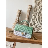 CHANEL mini flap bag with top handle AS2431 Green JK2404Il41