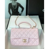 CHANEL mini flap bag with top handle AS2431 light pink JK2683DV39