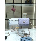 Chanel mini leather Shoulder Bag AP2444 light purple JK2927ki86