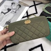 Chanel mini Shoulder Bag Cannage Pattern A94452 Dark Green JK5925Nw52