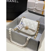 Chanel mini Shoulder Bag Lambskin&Gold-Tone Metal AS3205 white JK2509Yr55