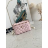 Chanel mini Shoulder Bag Lambskin Imitation Pearls & Gold-Tone Metal AS91192 pink JK2603kC27