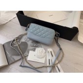 Chanel mini Shoulder Bag Leather B93825 light blue JK4647Av26