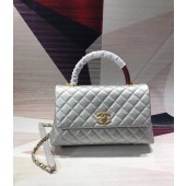 Chanel original Caviar leather flap bag top handle B92291 silvery &gold-Tone Metal JK4712lk46