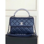 Chanel original lambskin top handle flap bag AS92236 royal blue&silver-Tone Metal JK3102Wi77